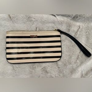 Kate Spade ♠️ Black and Ivory Striped Wristlet